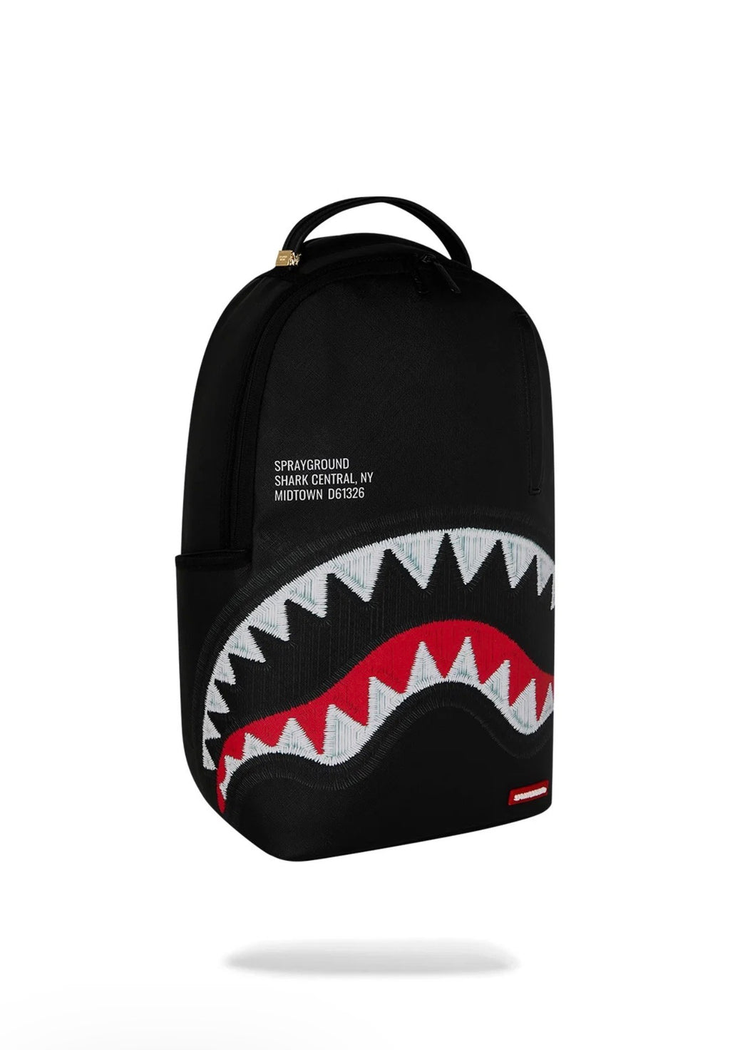 SPRAYGROUND SHARK CENTRAL BLACK EMBROIDERED SHARK BACKPACK