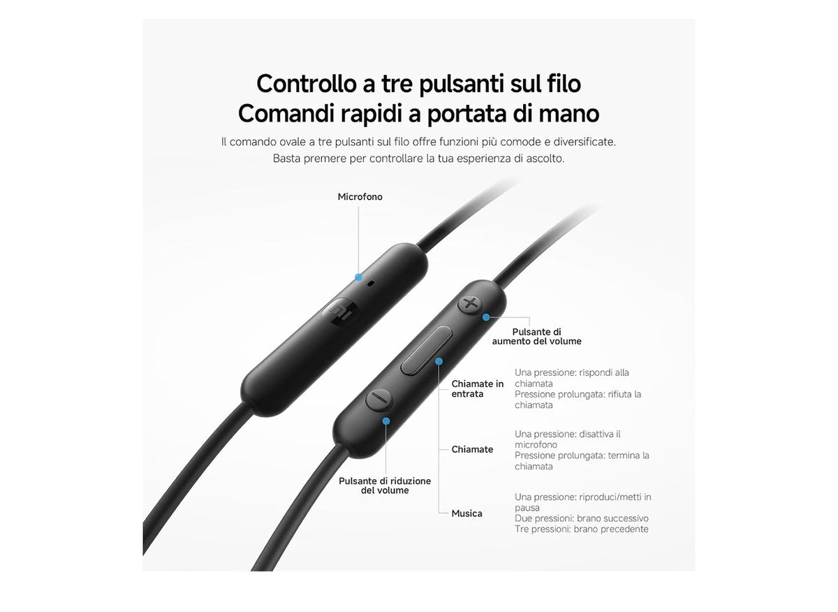 XIAOMI Auricolari Type-C, Cuffie, suono di alta qualità con driver da 12.4mm, microfono HD, sensazione comoda con design ergonomico, controllo a tre bottoni sul cavo, IP54, Blanco