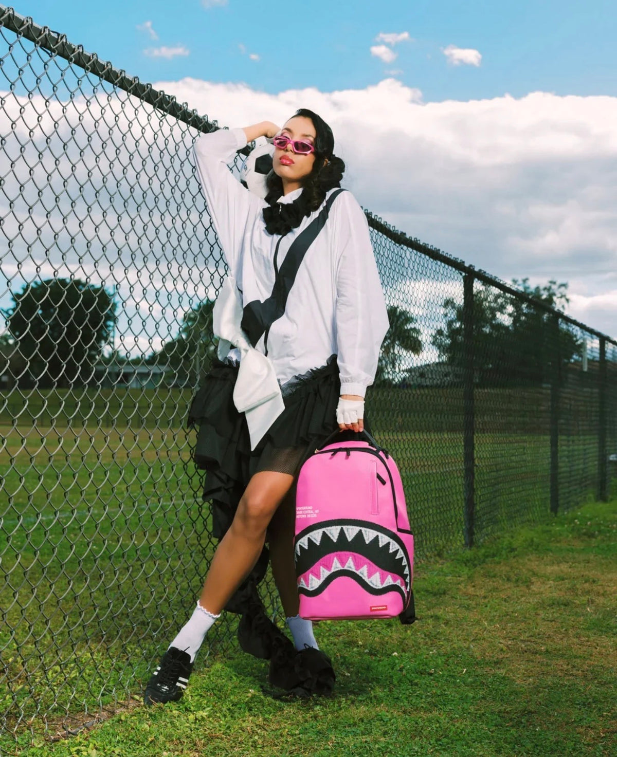 SPRAYGROUND SHARK CENTRAL PINK EMBROIDERED SHARK BACKPACK