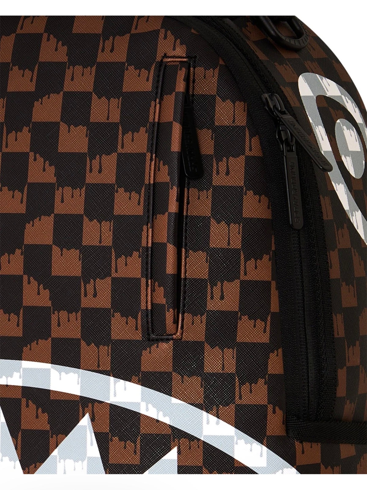 SPRAYGROUND BROWN AND CREAMY DRIP CHECK SHARK BACKPACK