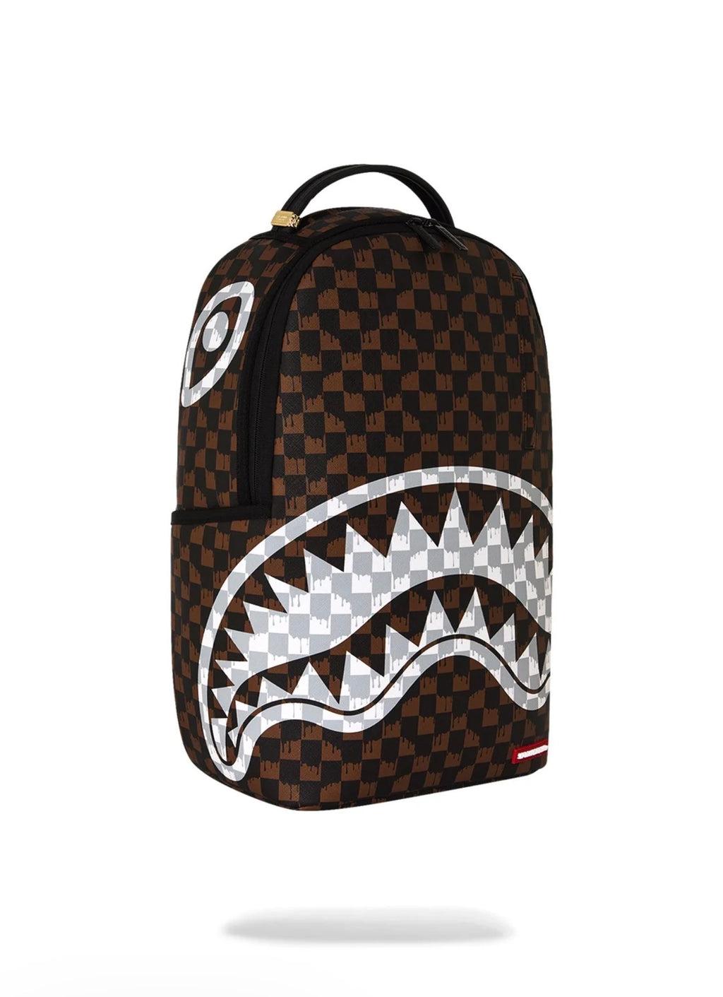 SPRAYGROUND BROWN AND CREAMY DRIP CHECK SHARK BACKPACK