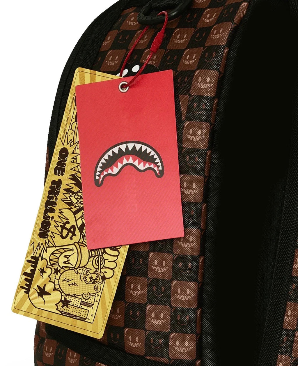 SPRAYGROUND SHARKS IN PARIS WTF BUBBLE BROWN CHECK BACKPACK