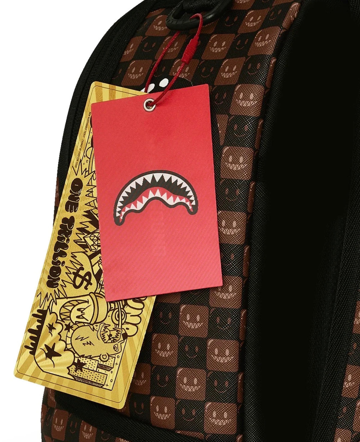 SPRAYGROUND SHARKS IN PARIS WTF BUBBLE BROWN CHECK BACKPACK