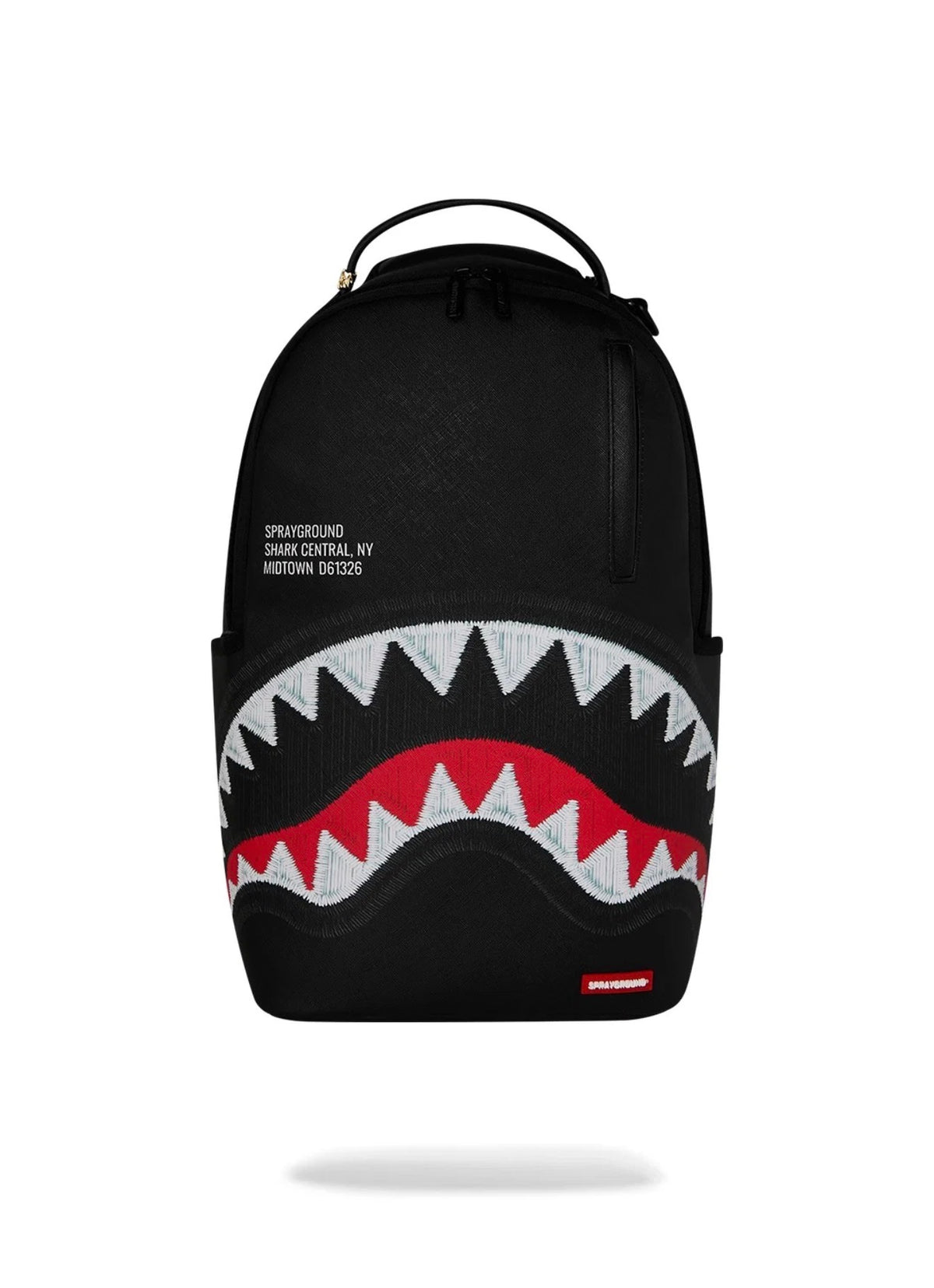 SPRAYGROUND SHARK CENTRAL BLACK EMBROIDERED SHARK BACKPACK