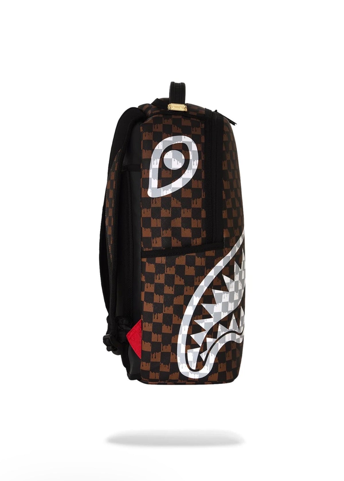 SPRAYGROUND BROWN AND CREAMY DRIP CHECK SHARK BACKPACK