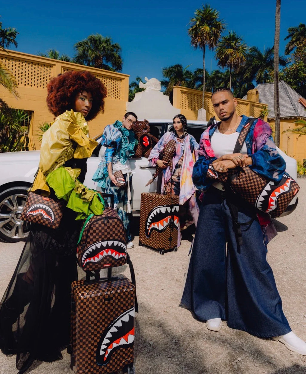 SPRAYGROUND SHARKS IN PARIS WTF BUBBLE BROWN CHECK BACKPACK