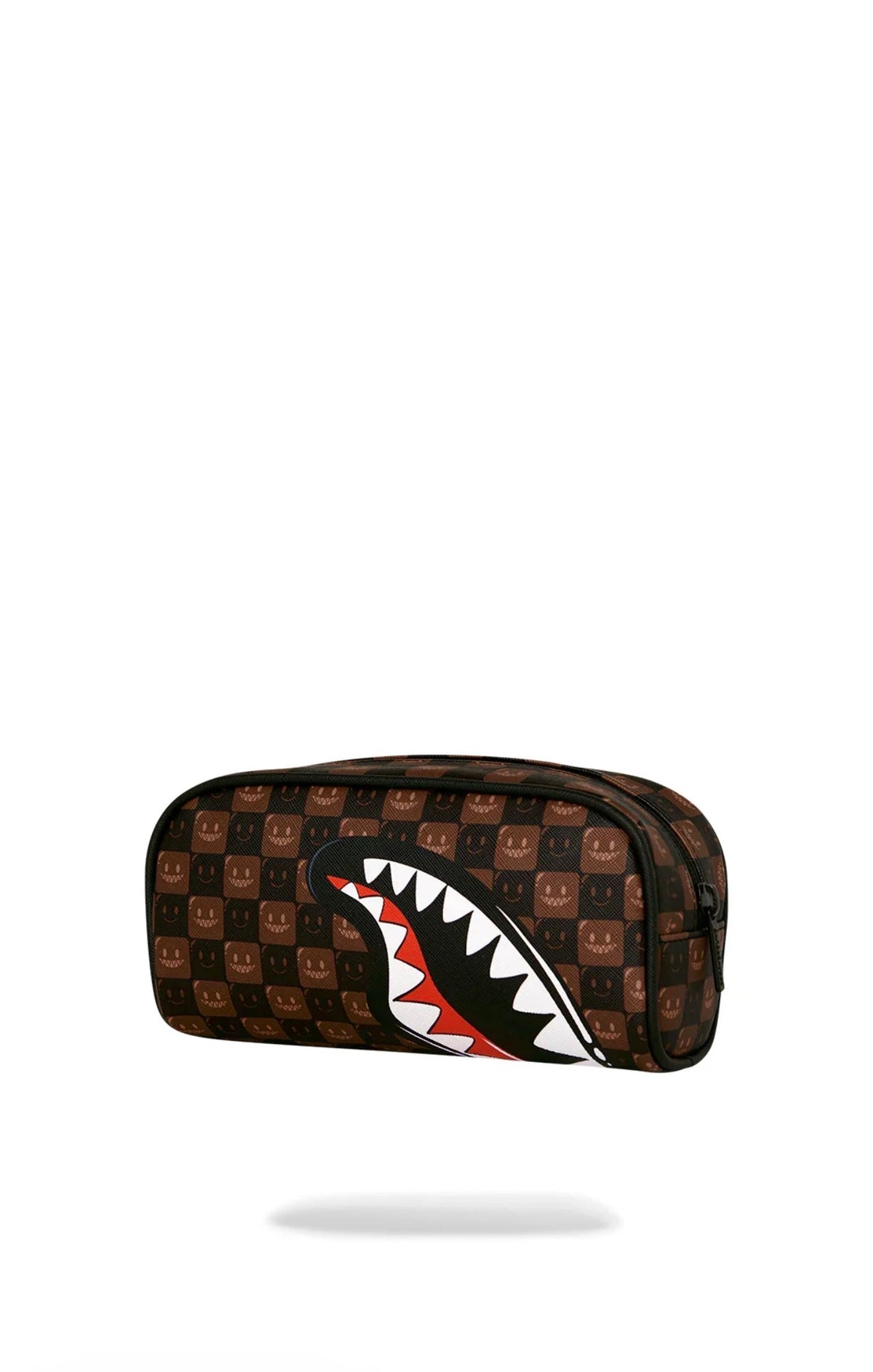 SPRAYGROUND SHARKS IN PARIS WTF BUBBLE BROWN CHECK POUCH