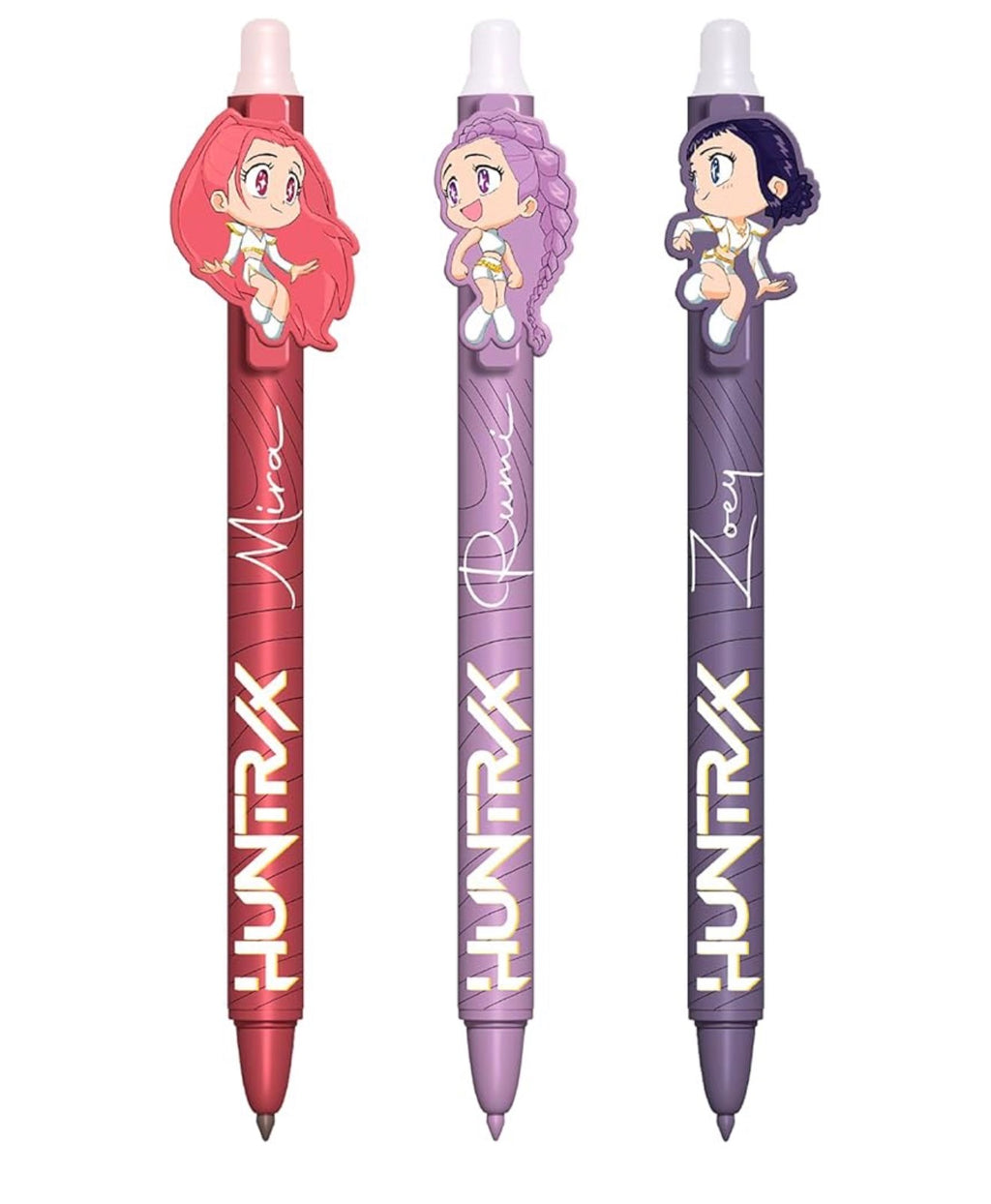 K-Pop Demon Hunters - Set di 3 penne gel cancellabili con licenza ufficiale Anime K Pop, penne a inchiostro cancellabili retrattili per scuola, studio, ufficio, accessori da scrivania, regalo per fan