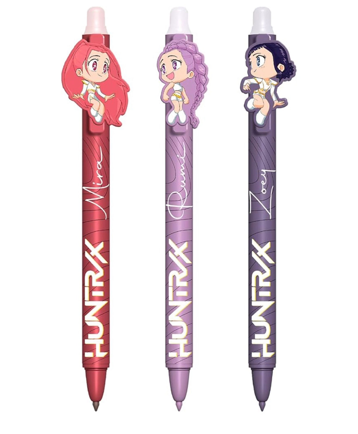 K-Pop Demon Hunters - Set di 3 penne gel cancellabili con licenza ufficiale Anime K Pop, penne a inchiostro cancellabili retrattili per scuola, studio, ufficio, accessori da scrivania, regalo per fan
