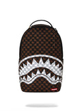 SPRAYGROUND BROWN AND CREAMY DRIP CHECK SHARK BACKPACK