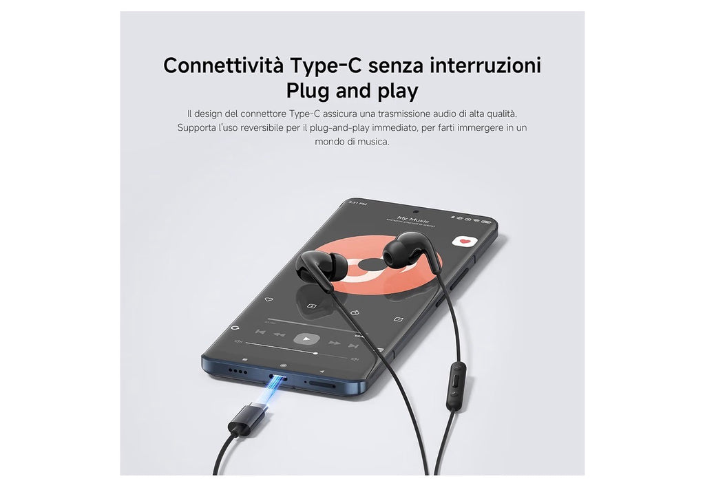 XIAOMI Auricolari Type-C, Cuffie, suono di alta qualità con driver da 12.4mm, microfono HD, sensazione comoda con design ergonomico, controllo a tre bottoni sul cavo, IP54, Blanco