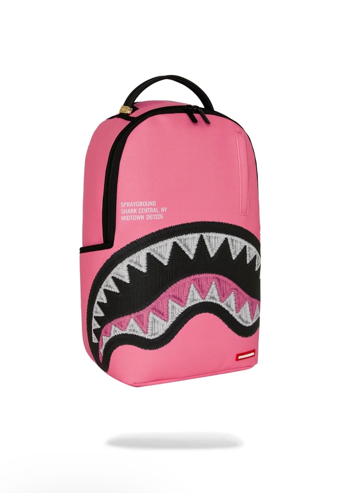 SPRAYGROUND SHARK CENTRAL PINK EMBROIDERED SHARK BACKPACK