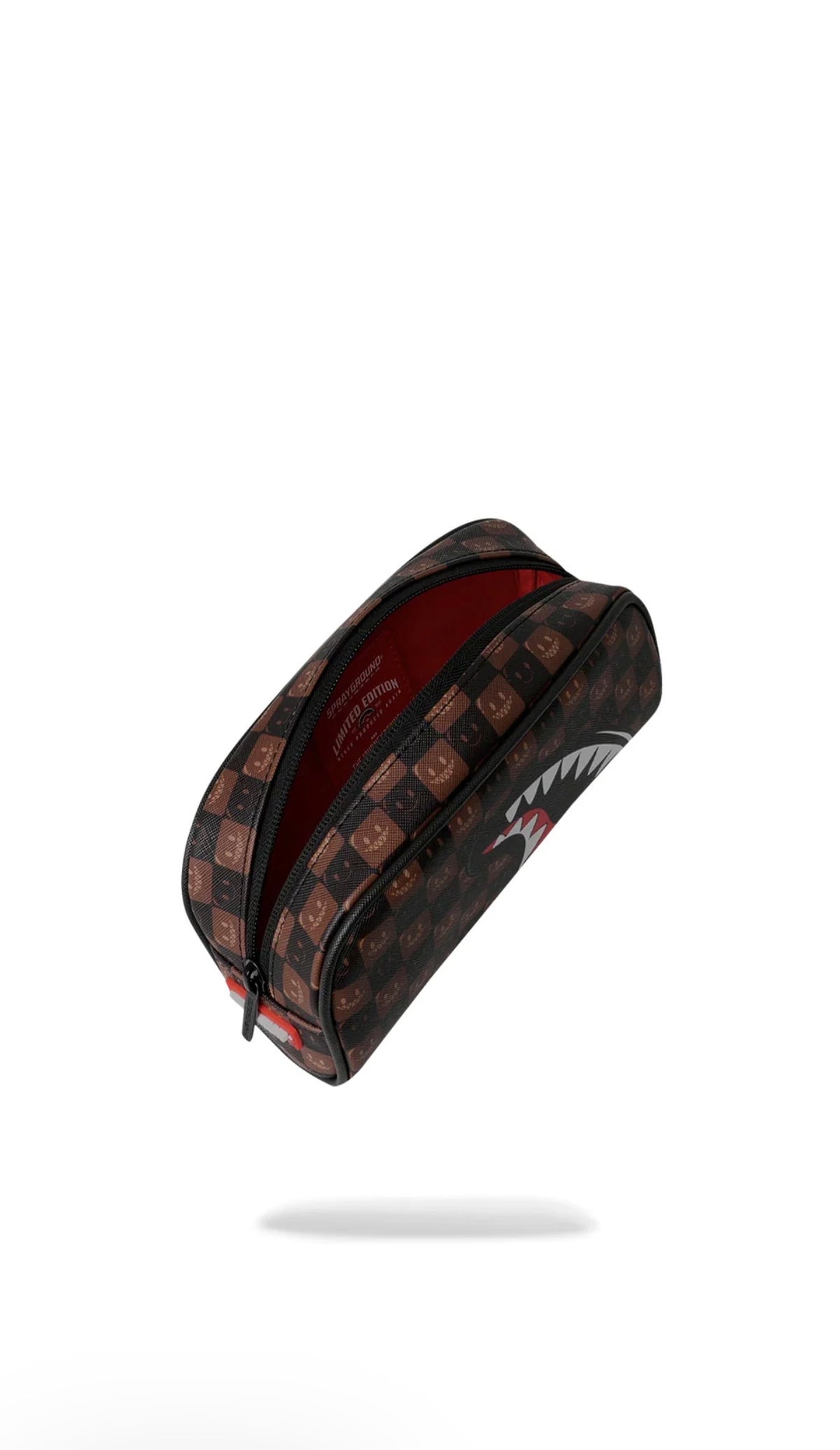 SPRAYGROUND SHARKS IN PARIS WTF BUBBLE BROWN CHECK POUCH