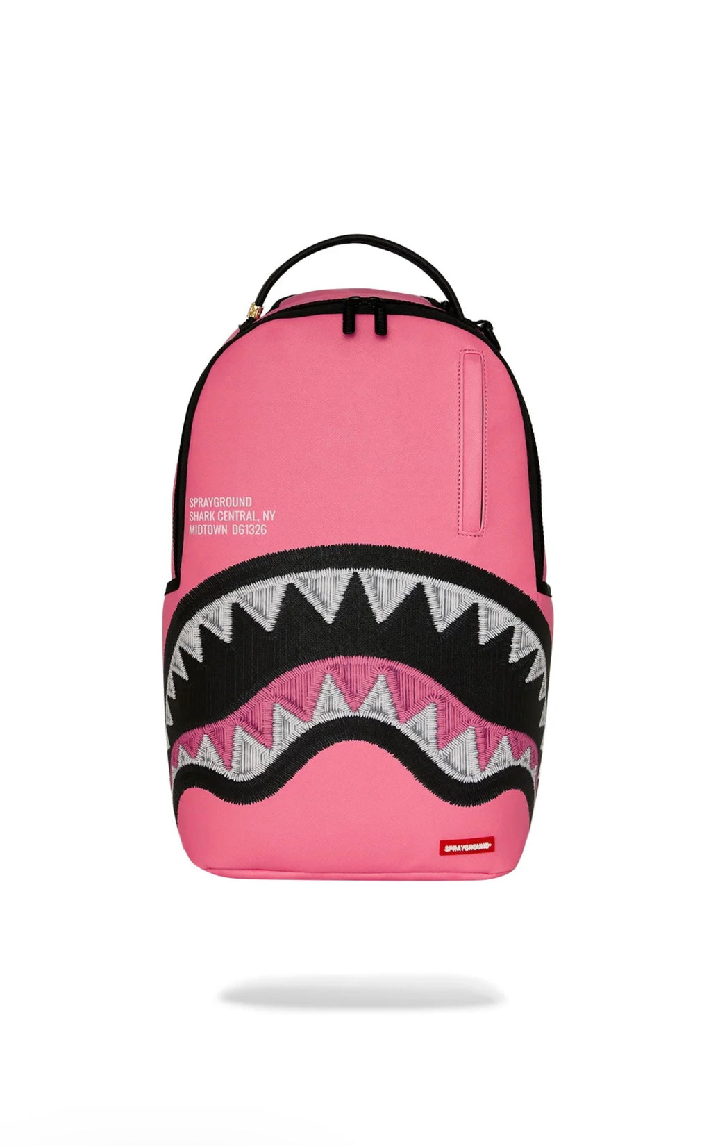 SPRAYGROUND SHARK CENTRAL PINK EMBROIDERED SHARK BACKPACK
