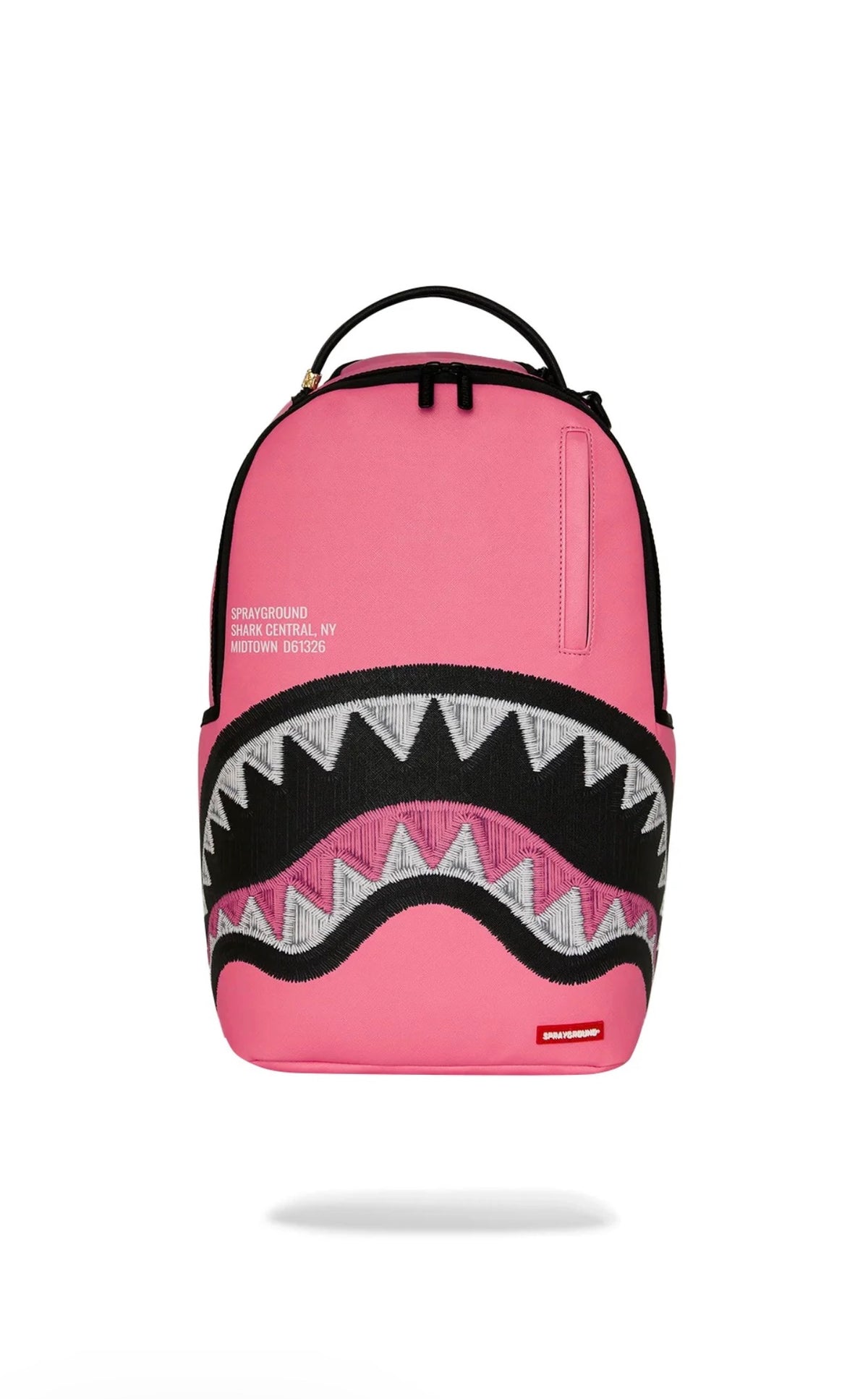 SPRAYGROUND SHARK CENTRAL PINK EMBROIDERED SHARK BACKPACK