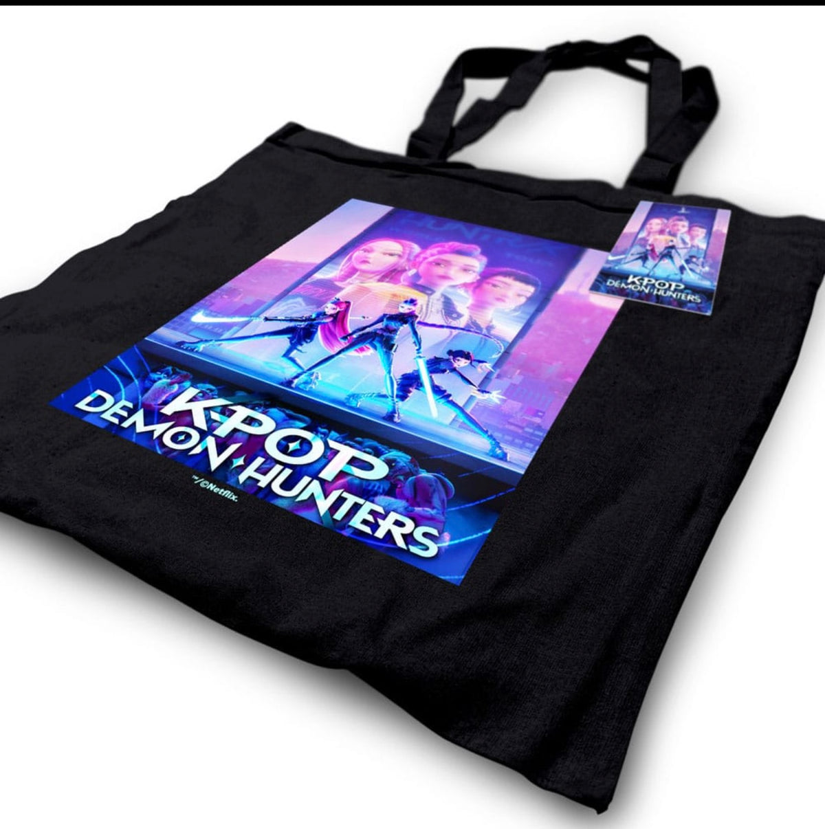 K-POP DEMON HUNTERS (KEY ART) BLACK TOTE BAG – Riutilizzabile Eco-Friendly
