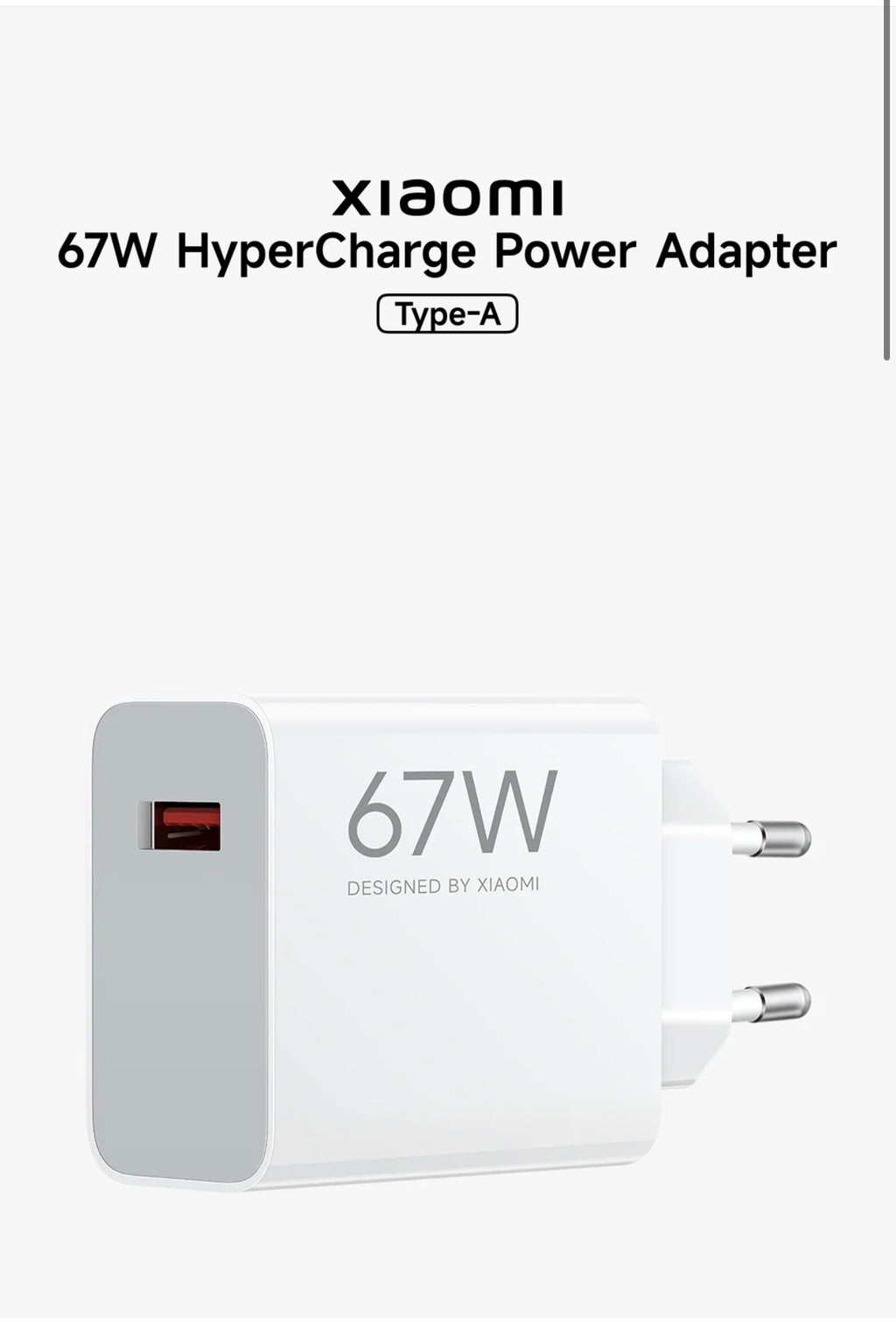 Xiaomi 67w Hypercharge Power Adapte