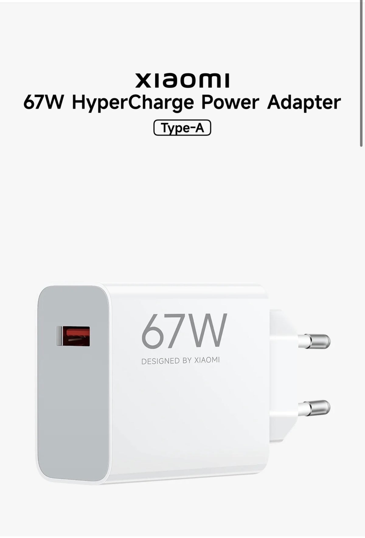 Xiaomi 67w Hypercharge Power Adapte