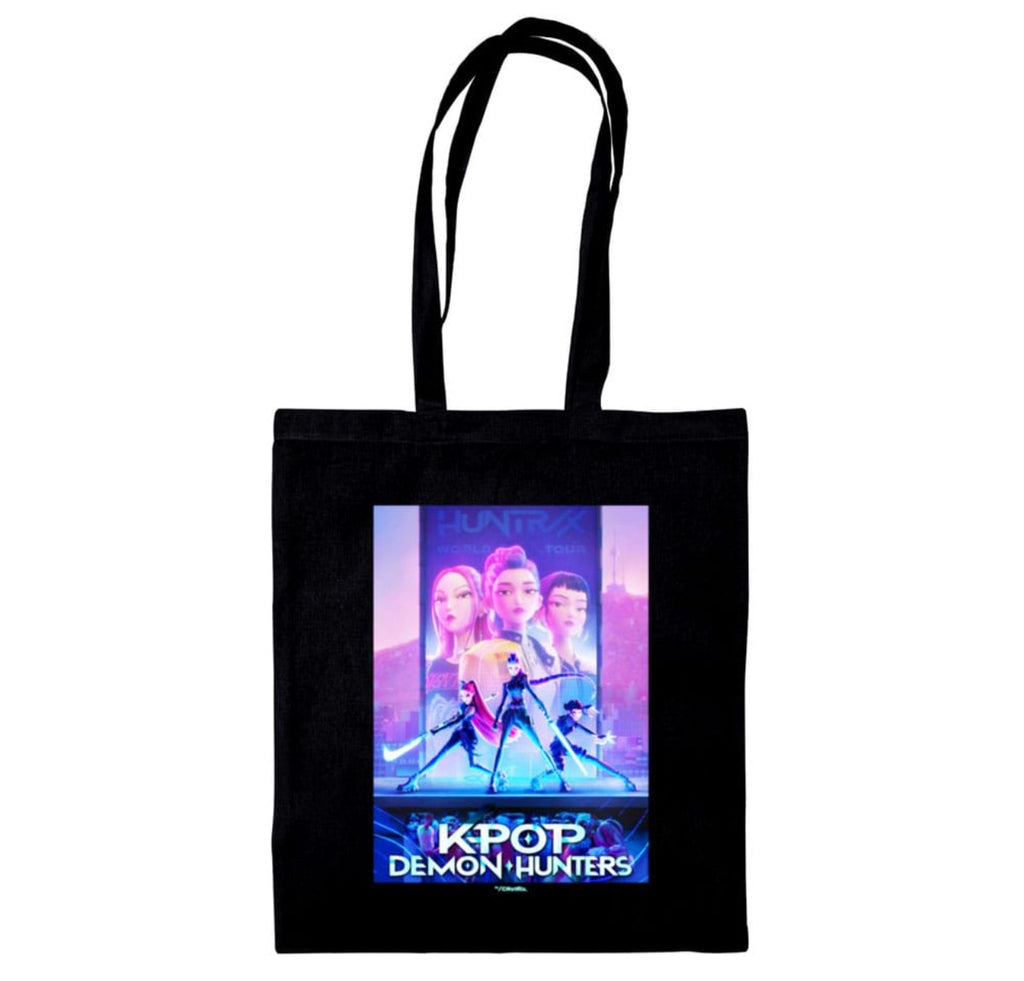 K-POP DEMON HUNTERS (KEY ART) BLACK TOTE BAG – Riutilizzabile Eco-Friendly